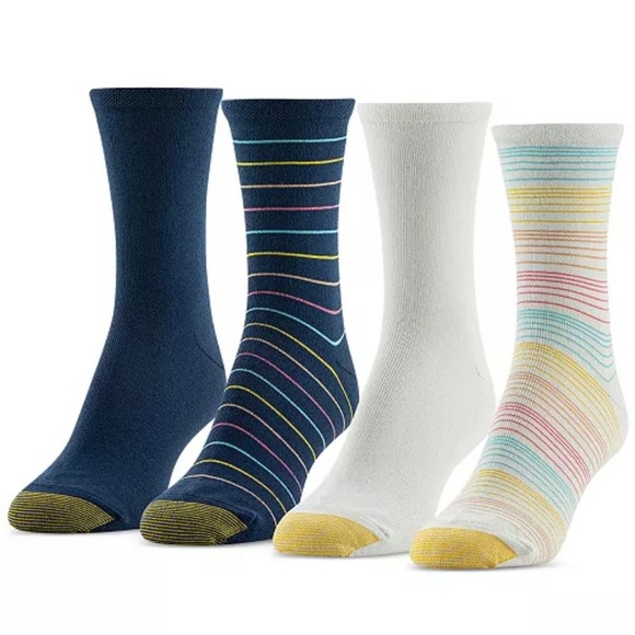 NWT Women’s Gold Toe Women's 4-Pk. Casual Sunset Stripe Midi Socks - Picture 1 of 3